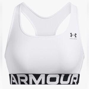 UNDER ARMOUR New HeatGear Mid Impact Support White Sports Bra Racerback Medium